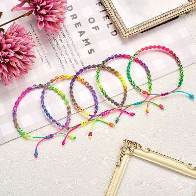Braided Nylon Thread Cord Bracelets BJEW-SW00049-02-1
