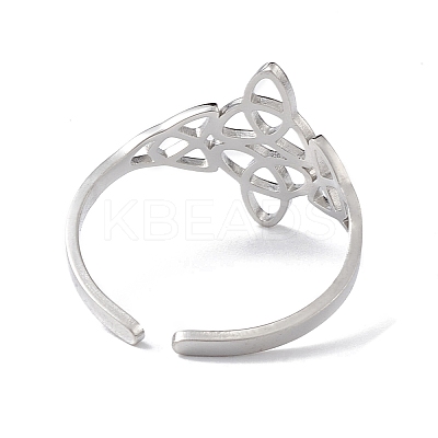 Non-Tarnish Sailor's Knot 304 Stainless Steel Hollow Open Cuff Ring for Women LS-RJEW-E073-03P-1