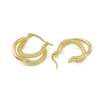 Rack Plating Brass Double Line Twist Rope Hoop Earrings for Women EJEW-F294-11G-1