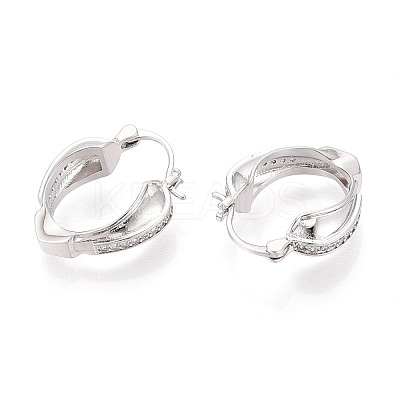 Brass Micro Pave Cubic Zirconia Heart Hoop Earrings EJEW-T048-36P-1