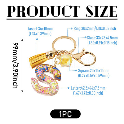 Alloy Resin Polygon Keychains KEYC-TADJ0002-03G-S-1