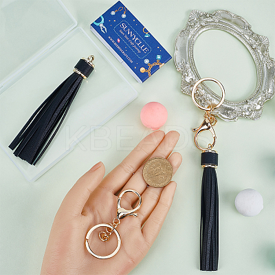 DIY PU Leather Tassels Keychain Kits DIY-SC0026-20B-1