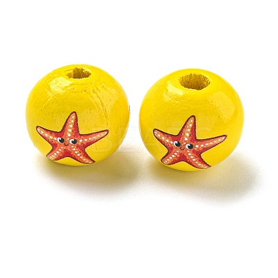 Natural Wood European Beads WOOD-S059-01N-1