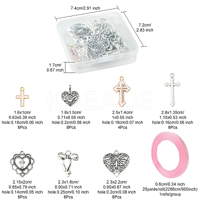 DIY Heart & Bowknot & Cross Alloy Pendant Decoration Making Kits DIY-FS0007-28-1