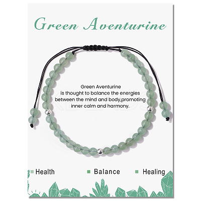 Natural Green Braided Bead Bracelets PW-WG425AA-06-1