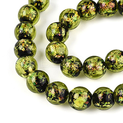 Handmade Foil Glass Beads Strands FOIL-N029-05D-1