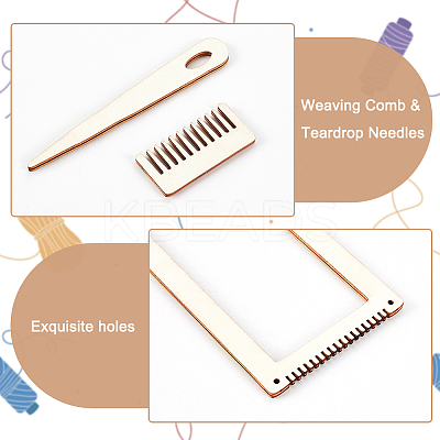 Rectangle Wooden Weaving Loom Sets WOOD-WH0029-11-1