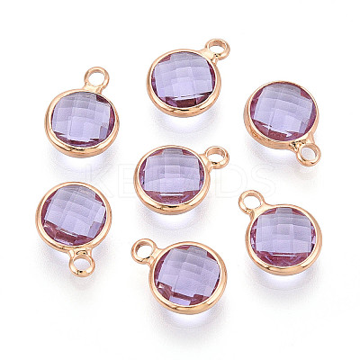 Golden Tone Brass Glass Charms X-GLAA-ZX008-24I-G-1