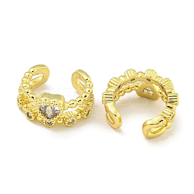 Brass Micro Pave Clear Cubic Zirconia Cuff Earrings for Women EJEW-C104-048G-1