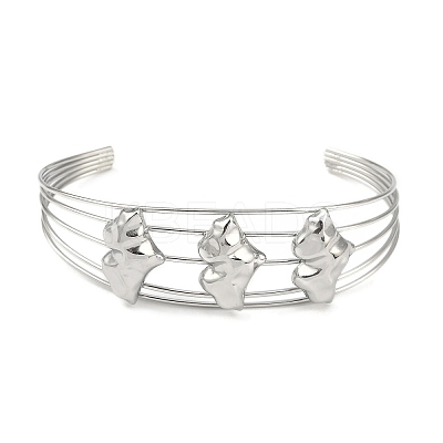 Non-Tarnish 304 Stainless Steel Hollow Open Cuff Bangles BJEW-Q348-03P-01-1