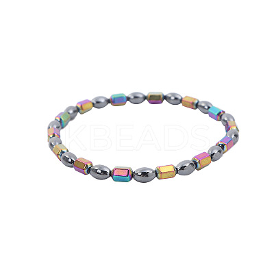 Synthetic Non-magnetic Hematite Oval Hexagonal Column Beaded Stretch Anklets FS-WG276A6-01-1