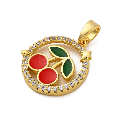 Brass Micro Pave Cubic Zirconia Pendants KK-V009-15G-01-1
