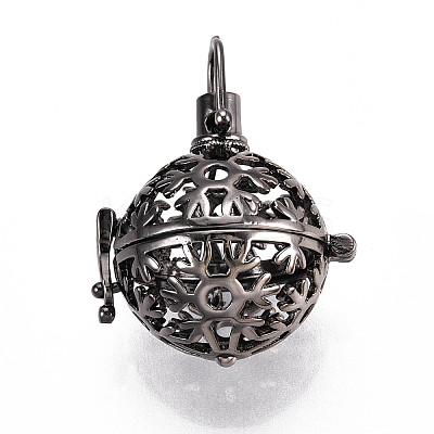 Rack Plating Brass Cage Pendants KK-S751-074B-1