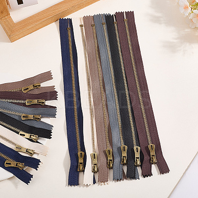 12Pcs 6 Colors Nylon Zipper Fastener FIND-GF0008-20C-1