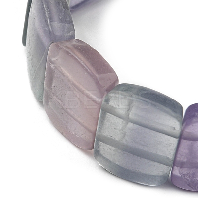 Natural Fluorite Rectangle Beaded Stretch Bracelet for Women BJEW-M297-B01-1