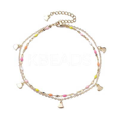 304 Stainless Steel Enamel Link Chains Anklets AJEW-AN00589-03-1