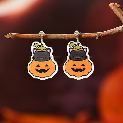 Funny Pumpkin Resin Stud Earrings FQ7166-1-1