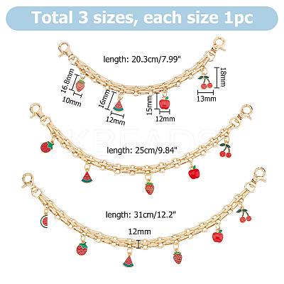 3Pcs Alloy Chain Short Bag Straps HJEW-HS00045-1