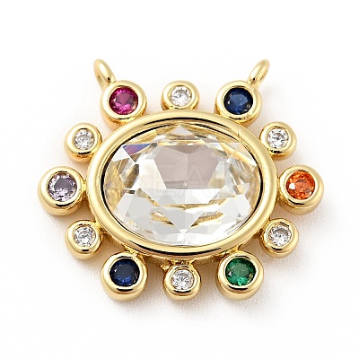 Brass Cubic Zirconia Pendants KK-G419-04G-02-1