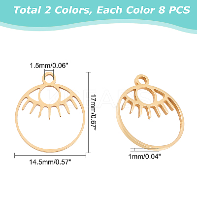 16Pcs 2 Colors 201 Stainless Steel Laser Cut Pendants STAS-DC0003-10-1