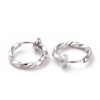 Electroplated Brass Twisted Tubular Hoop Earrings for Women EJEW-G299-01B-P-1