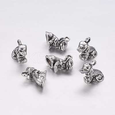 Tibetan Style Alloy Puppy Pendants X-TIBEP-19683-AS-NR-1