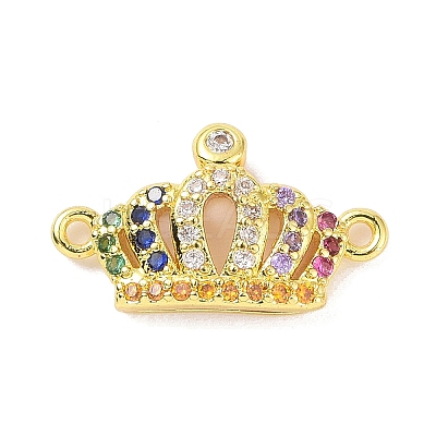 Real 18K Gold Plated Brass Micro Pave Cubic Zirconia Connector Charms KK-L209-045G-01-1