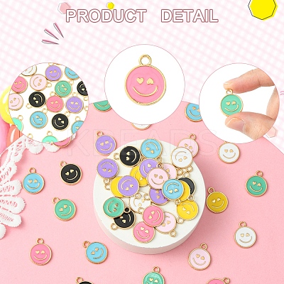 40Pcs 8 Colors Alloy Enamel Pendants ENAM-FS0002-06-1