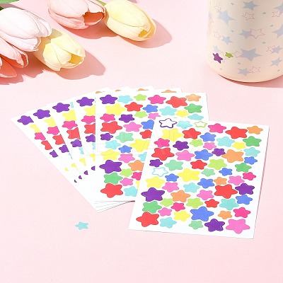 4 Bags Star Pattern DIY Paper Picture Stickers AJEW-FS0001-16-1