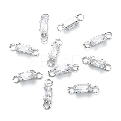 Brass Clear Cubic Zirconia Links Connectors ZIRC-G170-16P-1