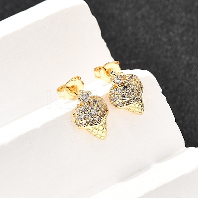 Ice Cream Brass Micro Pave Clear Cubic Zirconia Stud Earrings EJEW-A135-13G-1