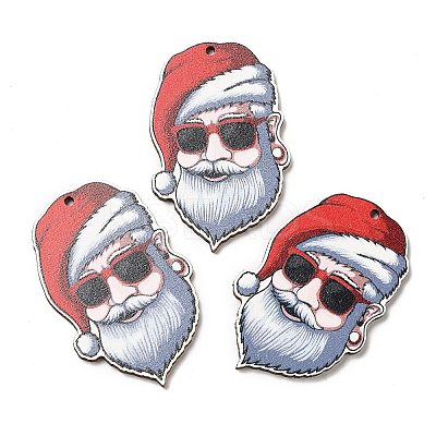 Single Face Christmas Printed Wood Big Pendants WOOD-D025-26-1