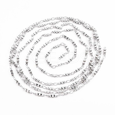 201 Stainless Steel Glasses Shape & Oval Link Chains STAS-N092-113-1