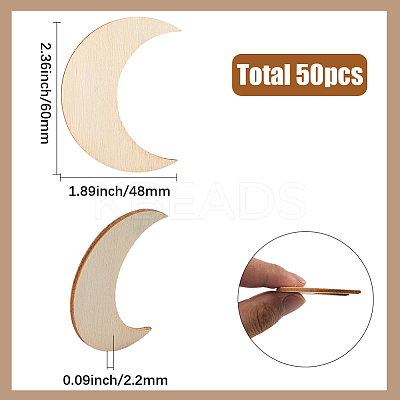 50Pcs Wood Cutouts DIY-SP0004-64D-01-1