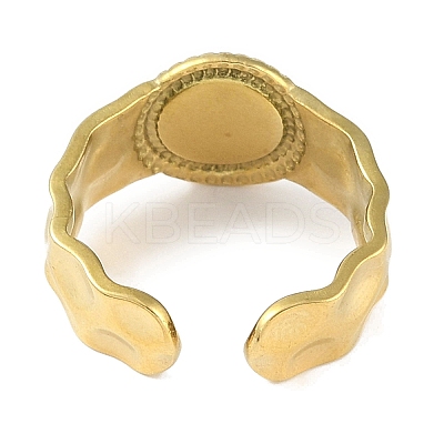 Ion Plating(IP) 304 Stainless Steel Enamel Flat Round Cuff Finger Rings RJEW-L107-061G-01-1