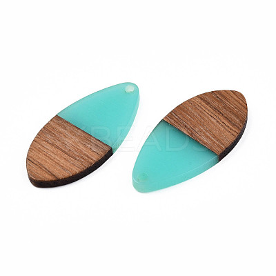 Transparent Resin & Walnut Wood Pendants RESI-N025-032-C04-1