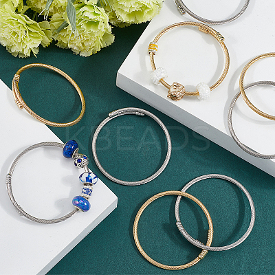 20Pcs 2 Colors Stainless Steel Twisted Ring Open Cuff Bangles BJEW-SC0001-33-1