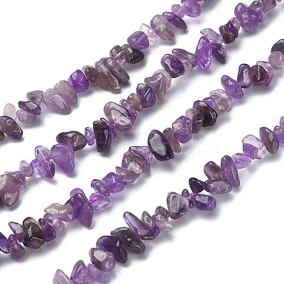 Natural Amethyst Chip Beads Strands G-YW0002-09-1