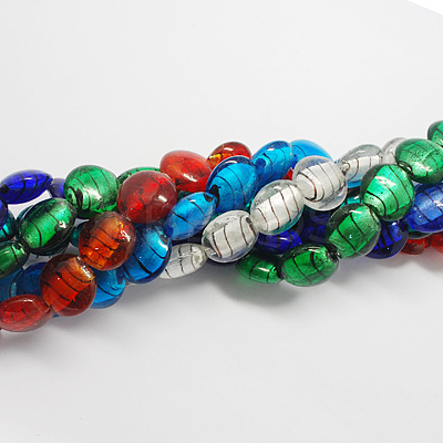 Handmade Silver Foil Glass Beads FOIL-R055-M-1