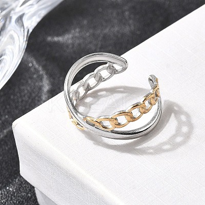 Adjustable 304 Stainless Steel Cuff Rings for Women RJEW-B150-01GP-06-1