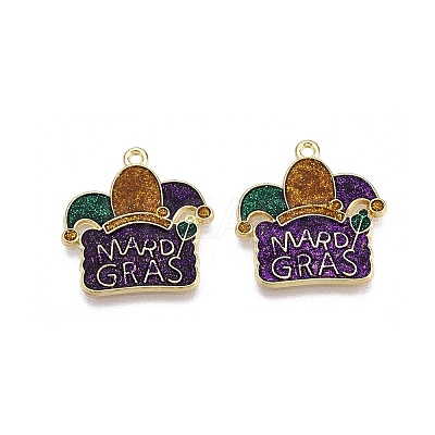 Carnival/Mardi Gras Theme Alloy Enamel & Glitter Powder Pendants ENAM-T020-53C-RS-1