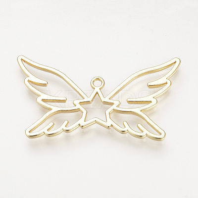 Rack Plating Alloy Open Back Bezel Big Pendants PALLOY-R099-13G-FF-1