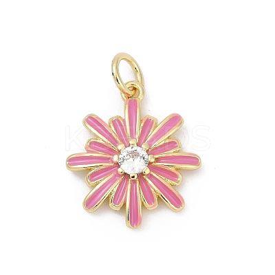 Brass Pave Cubic Zirconia with Enamel Pendants KK-U062-38G-02-1