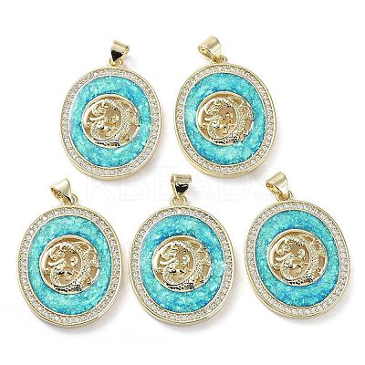 Rack Plating Brass Micro Pave Cubic Zirconia Pendants KK-C041-05B-G-1