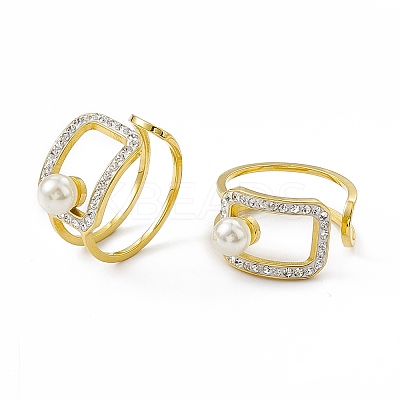Ion Plating(IP) 304 Stainless Steel Cubic Zirconia Cuff Ring for Women LS-RJEW-C060-04G-1