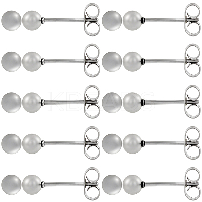 100Pcs 304 Stainless Steel Round Stud Earrings EJEW-BBC0002-05C-P-1
