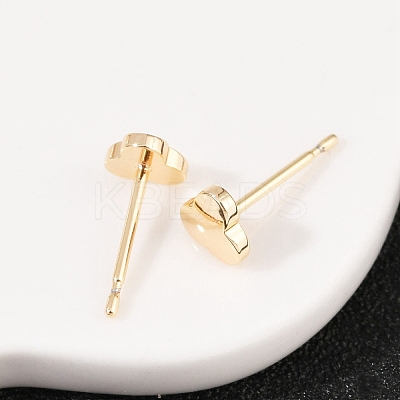 Brass Clover Stud Earrings for Women EJEW-G441-06D-G-1