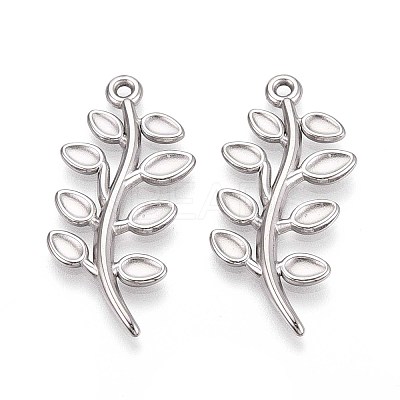 304 Stainless Steel Leaf Pendants STAS-T067-31P-1