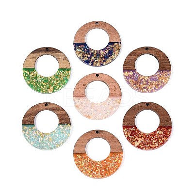 Opaque Resin and Walnut Wood Pendants RESI-T060-17M-1