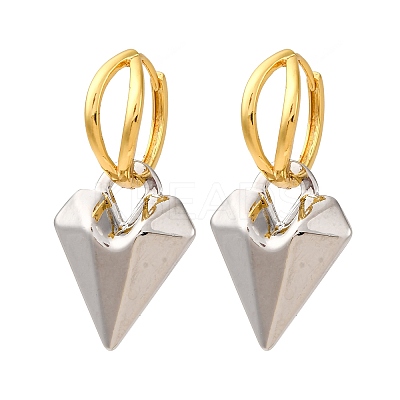 Two Tone Heart Brass Hoop Earrings EJEW-D322-12GP-02A-1
